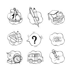 back to school icons set