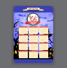 halloween blue background Calendar 2016 year design