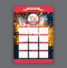 Firework background calendar 2016 year design