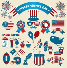 et of color independence day Vector icons