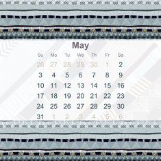 Calendar designed in the style of Tribal 2015 May Ethno