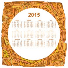 Round calendar designed in the style of Tribal 2015 Ethno