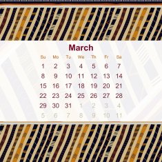 Calendar designed in the style of Tribal 2015 March Ethno