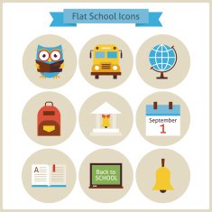 Flat Back to School and Science Icons Set