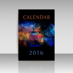 Geometrical polygonal cover of calendar New Year 2016