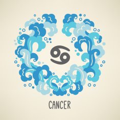 Zodiac sign Cancer in Water element wreath