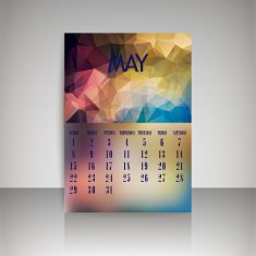 Geometrical polygonal and blurred backgrounds 2016 calendar for may