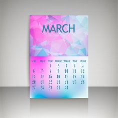Geometrical polygonal and blurred backgrounds 2016 calendar for march