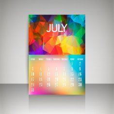 Geometrical polygonal and blurred backgrounds 2016 calendar for july