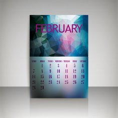 Geometrical polygonal and blurred backgrounds 2016 calendar for february