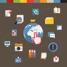 Flat modern color web connection concept