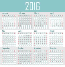 Illustration calendar for 2016 in simple design N2