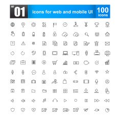 Simple line icons for web design and mobile ui vector