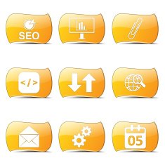 SEO Internet Sign Yellow Vector ButtonIcon Design Set 6