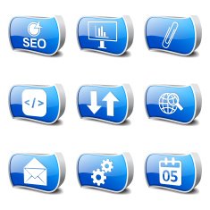 SEO Internet Sign Blue Vector Button Icon Design Set 6 N3