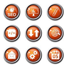 SEO Internet Sign Orange Vector Button Icon Design Set 6 N3
