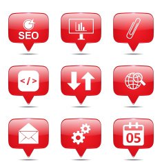 SEO Internet Sign Square Vector Red Icon Design Set 6 N2