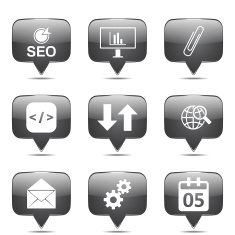 SEO Internet Sign Square Vector Black Icon Design Set 6 N2
