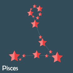 Pisces Zodiac Sign of the Beautiful Bright Stars Vector Illustra N2