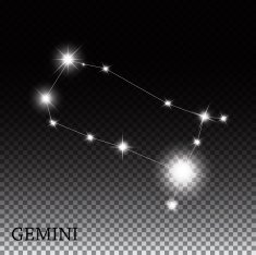 Gemini Zodiac Sign of the Beautiful Bright Stars Vector Illustra N3