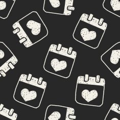 love calendar doodle seamless pattern background N2