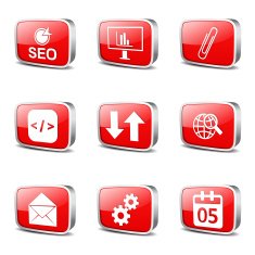 SEO Internet Sign Square Vector Red Icon Design Set 6 N3