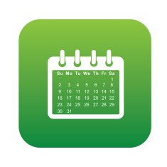 Calendar design on green button clean vector