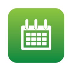 Calendar on green button background clean vector