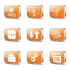 SEO Internet Sign Square Vector Orange Icon Design Set 6 N2