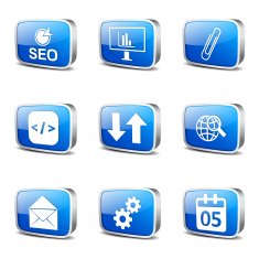 SEO Internet Sign Square Vector Blue Icon Design Set 6 N2