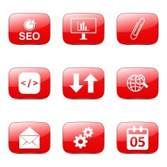 SEO Internet Sign Square Vector Red Icon Design Set 6 N4