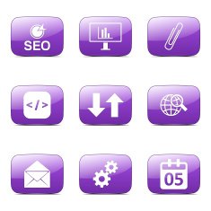 SEO Internet Sign Square Vector Violet Icon Design Set 6 N4