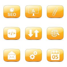 SEO Internet Sign Square Vector Yellow Icon Design Set 6 N3