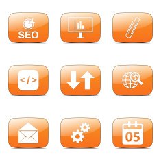 SEO Internet Sign Square Vector Orange Icon Design Set 6 N3