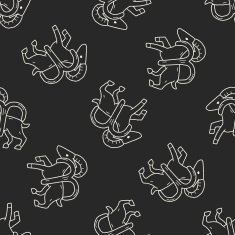 aries Constellation doodle seamless pattern background N4