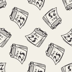 December calendar doodle seamless pattern background