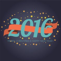 Happy New Year 2016 Ribbon With Stars