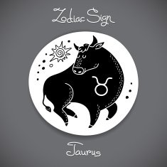 Taurus zodiac sign of horoscope circle emblem in cartoon style