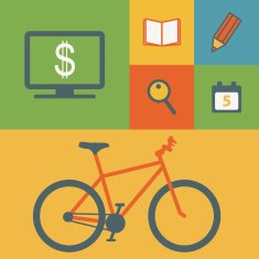Business icons and bicycle