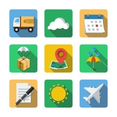 Nine different icons in a flat style