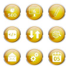SEO Internet Sign Yellow Vector Button Icon Design Set 6 N3
