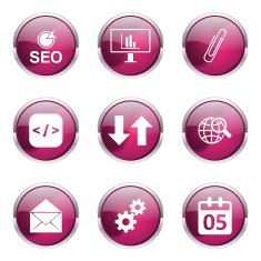 SEO Internet Sign Pink Vector Button Icon Design Set 6 N5
