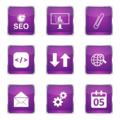 SEO Internet Sign Square Vector Violet Icon Design Set 6 N5