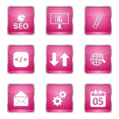 SEO Internet Sign Square Vector Pink Icon Design Set 6 N5