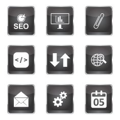 SEO Internet Sign Square Vector Black Icon Design Set 6 N5