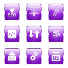 SEO Internet Sign Square Vector Violet Icon Design Set 6 N6