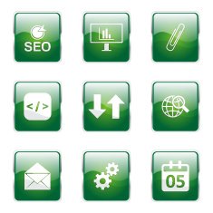 SEO Internet Sign Square Vector Green Icon Design Set 6 N6