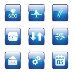 SEO Internet Sign Square Vector Blue Icon Design Set 6 N5