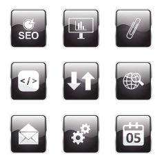SEO Internet Sign Square Vector Black Icon Design Set 6 N6