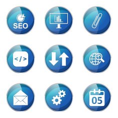 SEO Internet Sign Blue Vector Button Icon Design Set 6 N6